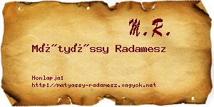 Mátyássy Radamesz névjegykártya
